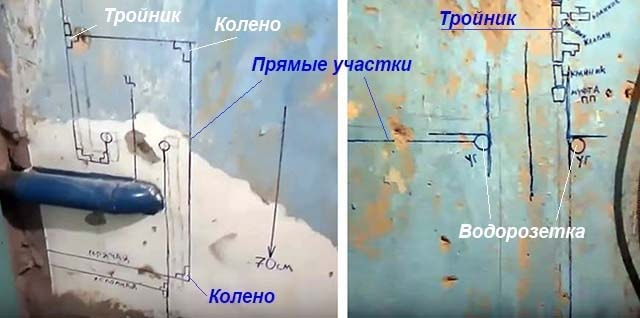 Монтажна схема водопроводу на стіні