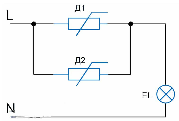 схема підключення прохідного димера з 2х місць