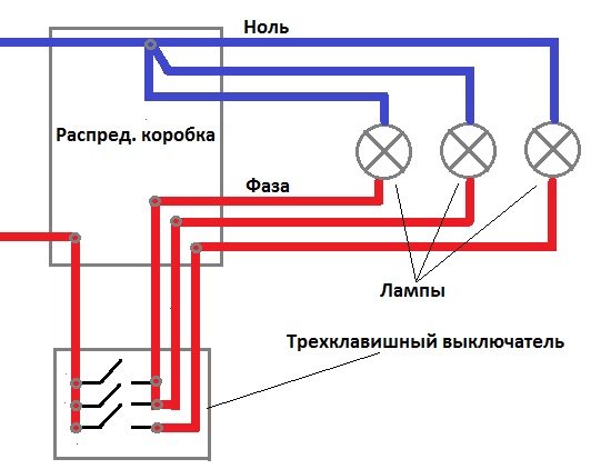 Схема підключення потрійного вимикача